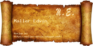 Maller Edvin névjegykártya